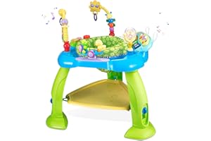 eastsun Baby Jumperoo Activity Jumper Bouncer with 6 Interactive Toys,Three Adjustable Height,360° Rotation,Ages 6 Months +,Blue