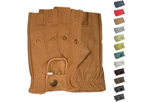 German Wear Driving Media Dedo Guantes de Automovilista Guantes de Cuero