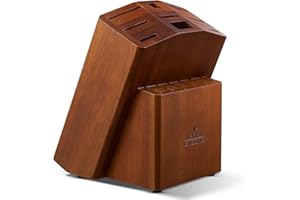 ENOKING Bloc couteaux 15 pièces Rangement pour Couteaux, Porte Couteaux de Cuisine en Bois d'acacia, Bloc Couteaux Cuisine sans couteaux, Support de couteaux Ciseaux