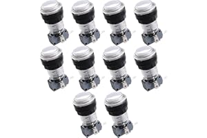 Hikig 10 Pulsanti Arcade con Microswitch Pulsante LED Illuminato 5V per PC Mame Jamma e Raspberry Pi 1 2 3 (Bianco)