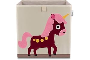 LIFENEY Aufbewahrungsbox mit Einhorn Motiv I Spielzeugbox mit Tiermotiv passend für Würfelregale I Ordnungsbox für das Kinderzimmer I Aufbewahrungskorb Kinder