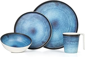 MORITZ Zestaw naczyń kempingowych dla 1 osoby, 4-częściowy | melaminowy | piknik | naczynia kempingowe Deep Ocean Design