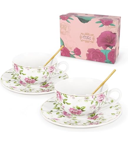 Set Tazze Caffè Trasparenti Con Fiocco Rosa - Tazze In Vetro Da 80 Ml Per Colazione E Regali - Foto 7
