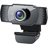 Sinvitron Webcam with Microphone, USB HD Webcam 1080p, Laptop Desktop PC Webcams with Rotating Clip for Windows, Video Call,