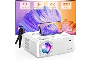 [Electric Keystone 6D/4P] Projector 4K, 5G WiFi Bluetooth Projector 18000L, VISSPL Native 1080P Outdoor Projectors with PPT, Zoom and Tripod, Projectors for TV Stick/iOS/Android