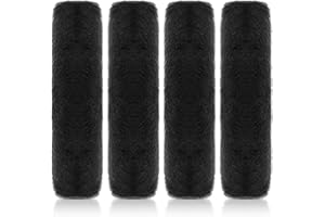 LANJUE 4PCS Car Seat Belt Pads Cover, Black Seatbelt Strap Cover Soft Faux Fur Safety Belts Cover for Kids Adult