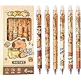 MOZXIRZ 6 Pcs Cute Erasable Retractable Pens Erasable Gel Ink Pens Cartoon Capybara Pens 0.5mm Fine Point Blue Ink Pen Cartoon Writing Pen Office School Pens Women Girls Boys Pens (Blue Ink-Capybara)