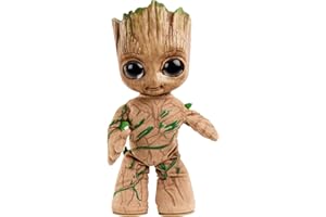 Mattel Marvel Peluche Dansante et Parlante Groot (29 cm) inspiré de la série "Je s’appelle Groot", corps en tissu, à collectionner, Jouet Enfant, Dès 3 ans, HJM23