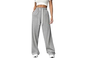 PINSPARK Jogginghose Damen Sporthose Lang Baggy Traininghose High Waist Freizeithose Lockere Sweatpants mit Elastischem Bund Weites Gerades Bein Yoga Gym Hose Laufhosen