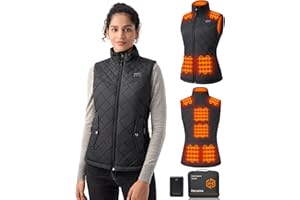 Hecusma Gilet Chauffant Femme avec Batterie incluse 16000mAh 7.4V, Veste Chauffante Femme Conception Sans Lumières, Gilet Chauffant Electrique pour de Plein Air Sports Hiver