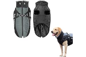 JODSEN Cappotto Impermeabile per Cani Giacca Invernale Calda,Grande Cappotto Invernale Per Cani Giacca per Cani con Imbracatura Gilet Riflettente Antivento per Cani Grandi,Cani di Taglia Grande (4XL, Nero)