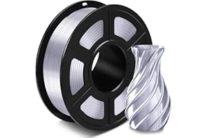 SUNLU Filamento Silk PLA+ 1.75mm, Filamento stampante 3D Lucido, Filamento PLA Plus con Superficie di Stampa Lucida, Precisione Dimensionale +/- 0.02 mm, 1KG Argento Seta