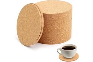GIAEYHM Sottobicchieri rotondi retrò – Set di 20 sottobicchieri in legno in sughero, diametro 10 cm, spessore 4 mm, riutilizzabili e assorbenti per bevande, caffè, tè, ideali per ristoranti e ufficio