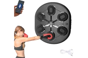 VICYOL S&D Máquina de Entrenamiento de Boxeo Musical. Equipo de Boxeo para Pared con LED, Guantes de Boxeo, Bluetooth y Luces al Ritmo de la Música. Maquina de Boxeo para Niños/Adultos. (10 modos, 60x52x8 cm)