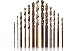 SHENGBENHAO 5% Cobalt Drill Bit Set, M35 High Speed Steel Twist Drill Bits 135 Degree Split Point for Stainless Steel, Cast Iron, Hard Metal, Plastic and Wood(13Pcs)