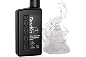 GratKit Resina lavabile in acqua, Resina UV 405nm, Alta Precisione e Basso Restringimento, Resina Fotopolimerica per Stampa 3D LCD DLP, 1000g, Trasparente