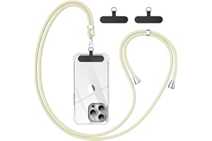 caslord Cordon para Movil Universal, con 2 Parches Duraderos, Colgante para Teléfono Compatible con Todos Los Teléfonos Inteligentes y la Mayoría de los Funda - Beige