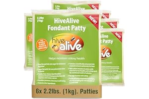 Hive Alive Pâte alimentaire pour abeilles - Complément alimentaire pour abeilles mellifères - Avec vitamines et acides aminés - Pour l'automne et le printemps - Lot de 6