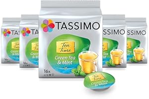 Tassimo Kapseln Tea Time Grüner Tee mit Minze, 5er Pack (5 x 16 Getränke)