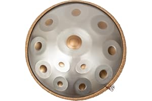 ANTETOK Handpan Instrument, 432hz 22Inch 12 Notes Silver, Professional Handmade Handpan for Music Healing, Yoga