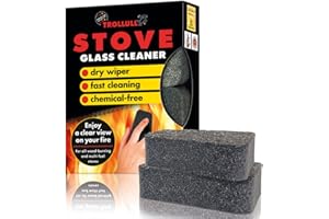 TROLLULL Stove Glass Cleaner for woodburning stoves and Burners, Sponge, Fireplace Cleaner, Glass pane Cleaner, 2 Pieces