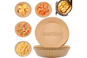 Bugucat Carta Forno per Friggitrice ad Aria 50PCS, 16CM Rotonda Antiaderente Usa e Getta Carta Pergamena, Antiaderente Carta per Friggitrice ad Aria per Padella Cottura al Forno Arrostire Microonde