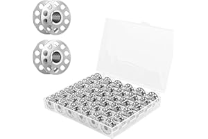 HASLED Canillas para Máquina de Coser - Pack de 36 Bobinas Metálicas con Portacanillas Transparente - Diámetro Interior 7mm - Accesorios de Costura para Proyectos DIY