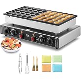 VEVOR Mini Dutch Pancake Maker, 43 mm Diameter, 1700 W, Non-Stick Stainless Steel, Dual Temperature and Time Control, for Hom