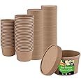 Brown Kraft Takeaway Soup Containers with Lids [8oz, 25 Sets] Ice Cream Tubs with Lids Perfect for Ice Cream Containers, Storage Microwave Pot Bowls with Vented lid by Streetfood Packaging