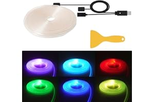 YONGMING Car Led Interior Lights, 5M 16FT 7 Colors Multi-Colour Decorative Mood Lighting for Vehicle Ambient Lighting Atmosphere, USB EL Wire Car Led Interior Strip Light