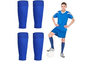 JIANYH 2 Pairs Cut Football Socks, Kids Sock Sleeves for Football Games Beginner, Gain The Edge Sock Sleeves Fits Over Calf Shin Pads, (Blue)