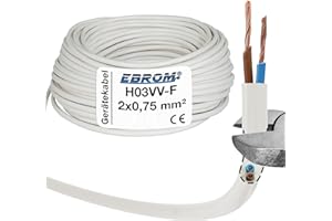 EBROM Fil électrique 2 x 0,75 mm² Blanc 25 m