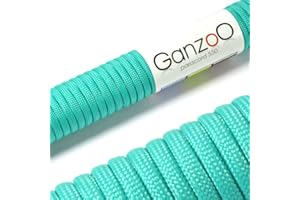Ganzoo Paracord 550, Cuerda de 4 mm, 30 Metros, Poliéster, Tipo 3-7 Hilos Interiores, Correa de Perro Collar Pulsera, Camping Supervivencia y Cuerda Multiusos al Aire Libre, Turquesa