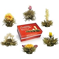 Creano Teeblumen Mix – „ErblühTee“ in edler Geschenkbox zum Probieren | Weißtee (6 verschiedene Sorten Teerosen…