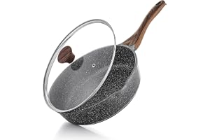 SENSARTE Nonstick Deep Frying Pan Skillet, 26cm Saute Pan with Lid, Stay-cool Handle, Chef Pan Healthy Stone Cookware Cooking Pan, Induction Compatible