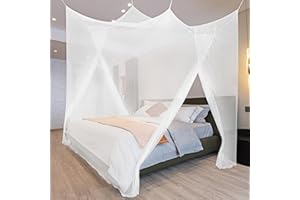 SESAMIS Moskitonetz Doppelbett (180 x 190 x 200 cm) - Verbessern Sie Ihr Schlafgefühl mit einem Moskitonetz Baldachin für Queen-Size Betten, Kinderbett und Erwachsenenbetten. (Quadrat mit Tür)