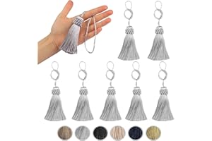 Fenghuangwu Set of 8 Elegant Polyester Tassel Colorful Craft Tassels Charms Key Tassel DIY Accessories (Silver)