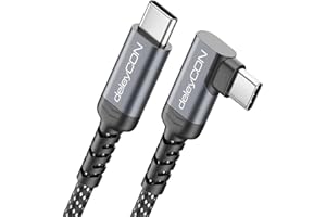deleyCON 0,5m Krótki Kabel USB-C Kątowy 90° (60 W Szybkie ładowanie) - USB-C do USB-C do iPhone 17 16 15, Galaxy A16 A56 S25 S24 S23, Pixel, iPad, MacBook, AirPods, Tablet, CarPlay