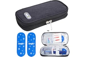 YOUSHARES Medicine Cool Bag - Monjaro Cooler Travel Case with 2pcs Ice Packs for Diabetic Supplies, Insulin Pen Cooler Travel Case Keep Medicine Cool While Traveling (Black)