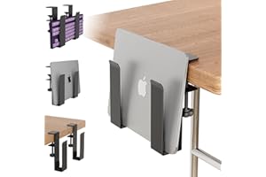 otuiaim Soporte Lateral de Mesa – Organizador Vertical con Abrazadera para Escritorio & Sin Necesidad de Taladrar - Soporte Ajustable Metale para Laptop, Tablets, Teclados - para Dispositivos < 38mm