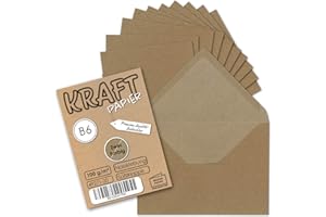 ‎NEUSER PAPIER 50x Vintage-Umschläge DIN B6 125 x 176 mm Kraftpapier 100 g/m² braun Recycling Brief-Umschläge Nassklebung - UmWelt by GUSTAV NEUSER