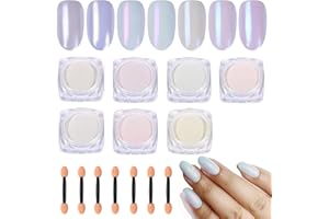 GZMAYUEN Polvo cromado para uñas, 6 colores/frascos, efecto espejo, efecto burbuja metálica, decoración de uñas, con 6 varillas de sombra de ojos