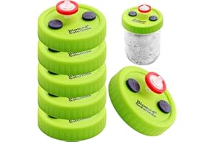 BIOMED SOLUTIONS 6 szt. pokrywki do hodowli płynów o szerokim otworze klasy spożywczej z tworzywa sztucznego do uprawy ziarna pokrywa słoika z filtrem strzykawkowym PTFE 0,22 um i 2 szt. samonaprawiających się portów