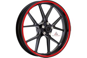 Autodomy Lot complet pour 2 jantes de moto 15" à 19" résistants pluie, soleil, graisse, huile (rouge, 10 mm)
