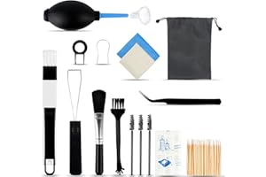 LIANGDIAN Tastatur Reinigungsset, Reinigungsset mit Aufbewahrungsbeutel Microfasertücher Pinsel Luftblase Tastaturkappen Entferner Pinzette Wattestäbchen Renigungsknete für Handy Laptop Kamera (16 Stück)