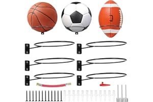 JIUXLAAN 6 Pcs Support Mural Ballon, Support Ballon Foot, Support Rangement Ballon Foot Basket, Support Mural de Football, Porte Ballon Mural, Support de Stockage pour Ballons de Basket-ball Volley Rugby