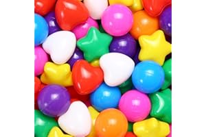 GOGOSO Ball Pit Balls 100 200 500 Pcs,Plastics Balls for Baby Toddlers Kids, Stars Hearts Shape for Pool,Play Tent,Party
