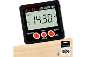 Ozonlife Inclinomètre Numérique Rapporteur 4 * 90 °LCD Rétro-éclairage Électronique Inclinometre Jauge D'angle Numeriques Base Aimantée Imperméable pour Menuiserie,Bâtiment,Voiture Travail