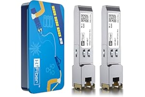 H!FIBER.COM 2 pack, 1000BASE-T SFP Transceiver, SFP a RJ45, 1.25G Copper SFP a Ethernet Modulo Compatibile con Cisco GLC-T/SFP-GE-T,Netgear AGM734, MA-SFP-1GB-TX, Ubiquiti UniFi UF-RJ45-1G, Mikrotik S-RJ01...
