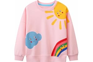 Codkkre Sweatshirt Fille Pull Fille Coton Sweat-Shirt Enfant Fille Printemps Automne Hiver Col Rond Sweater pour Enfants 2-7 Ans